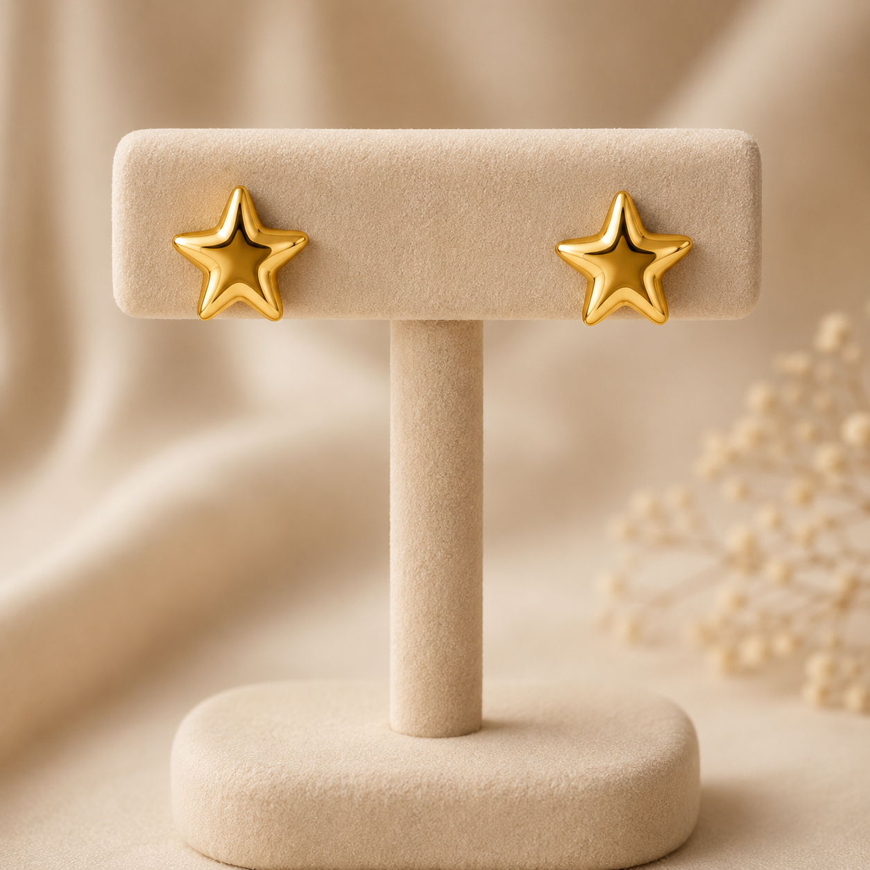 Gold Petal Shell Studs For Women