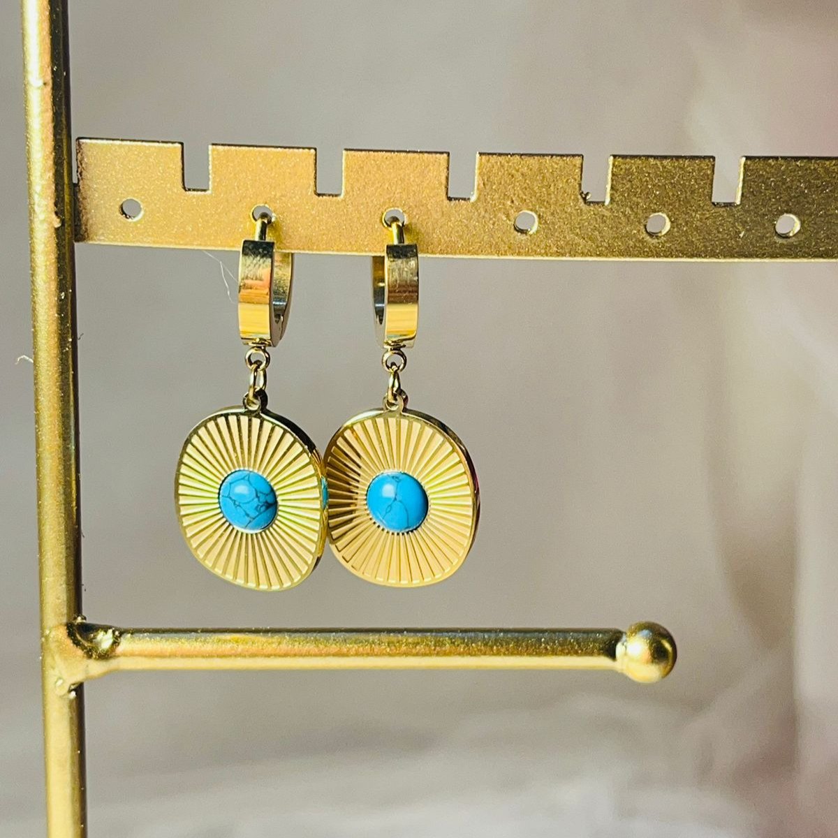 Golden Evil Eye Hoop Earrings