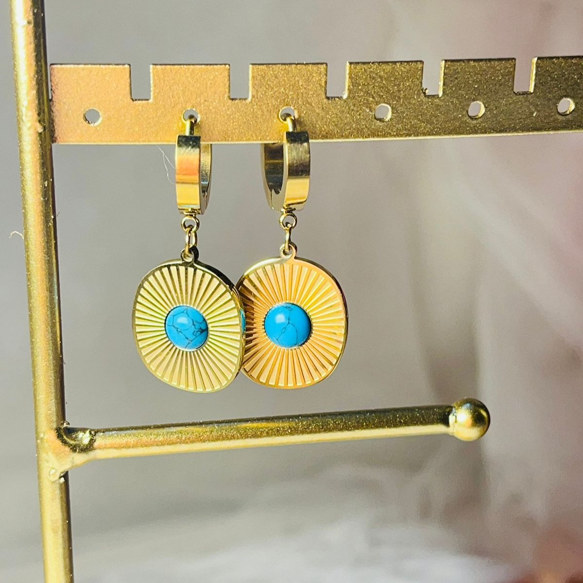 Golden Evil Eye Hoop Earrings