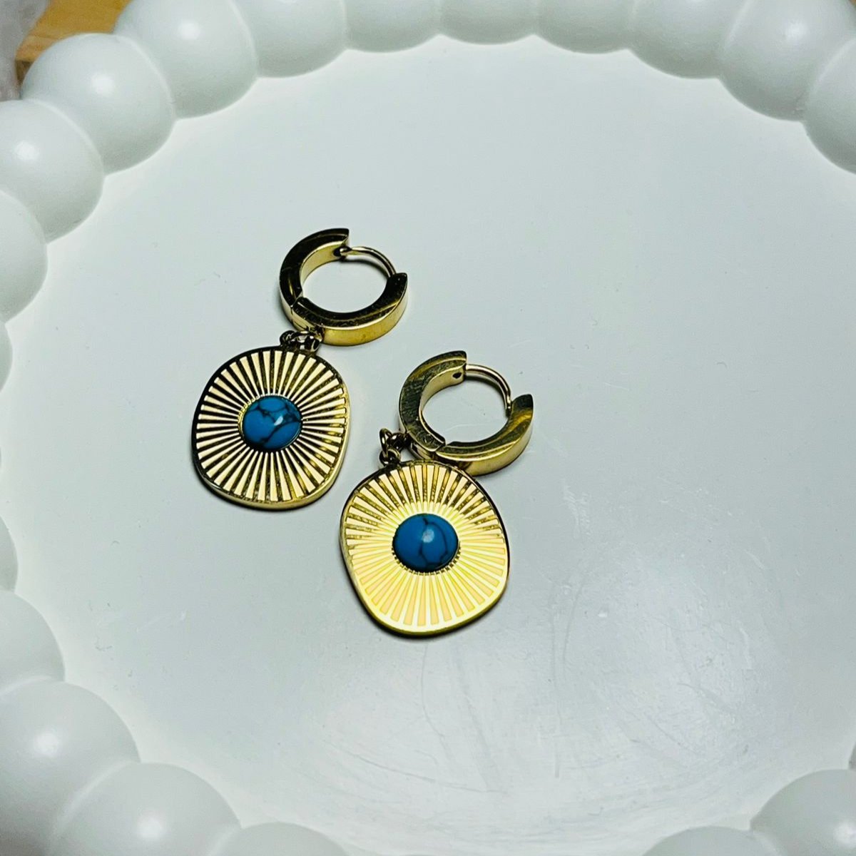 Golden Evil Eye Hoop Earrings