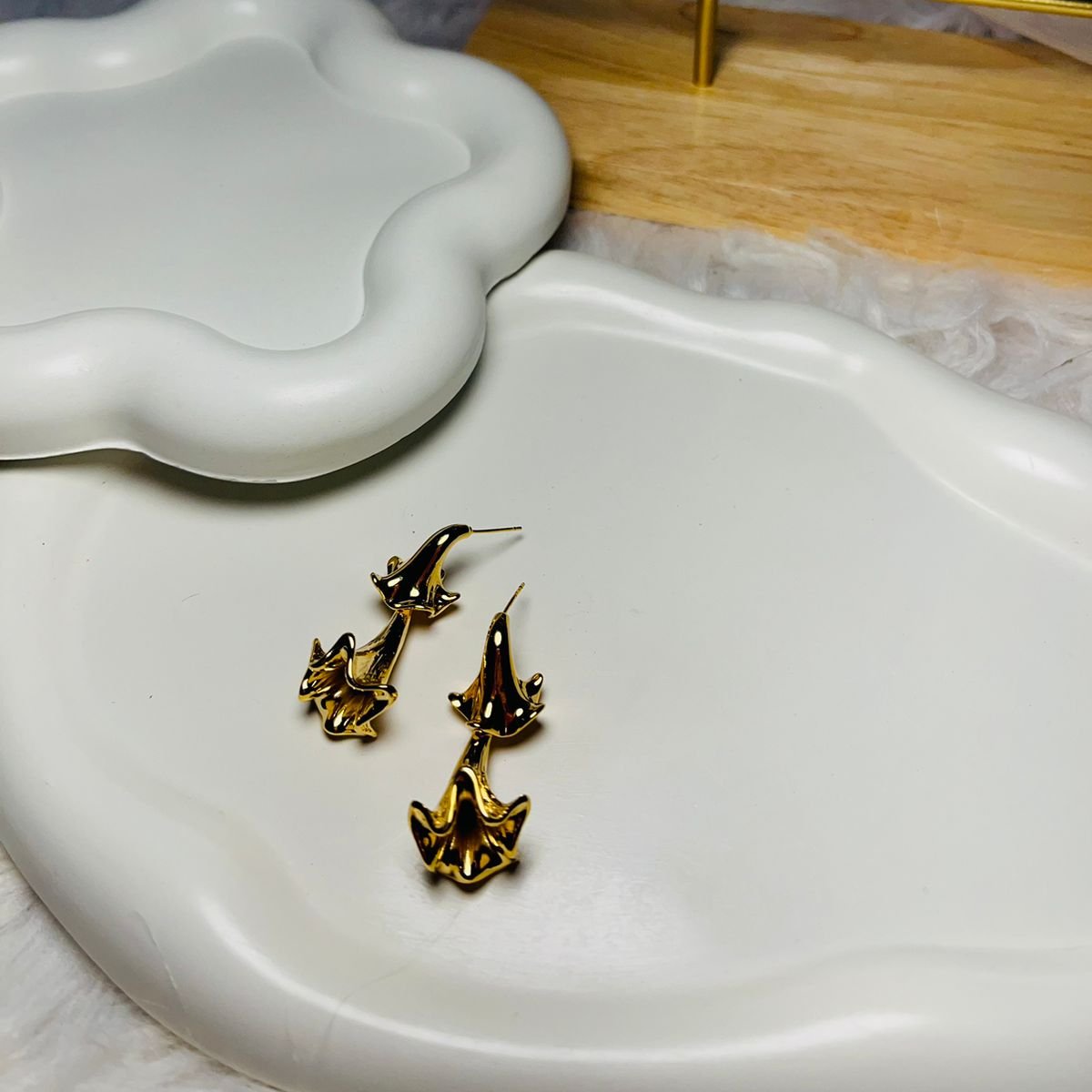 Long Trendy Gold Plated Earrings