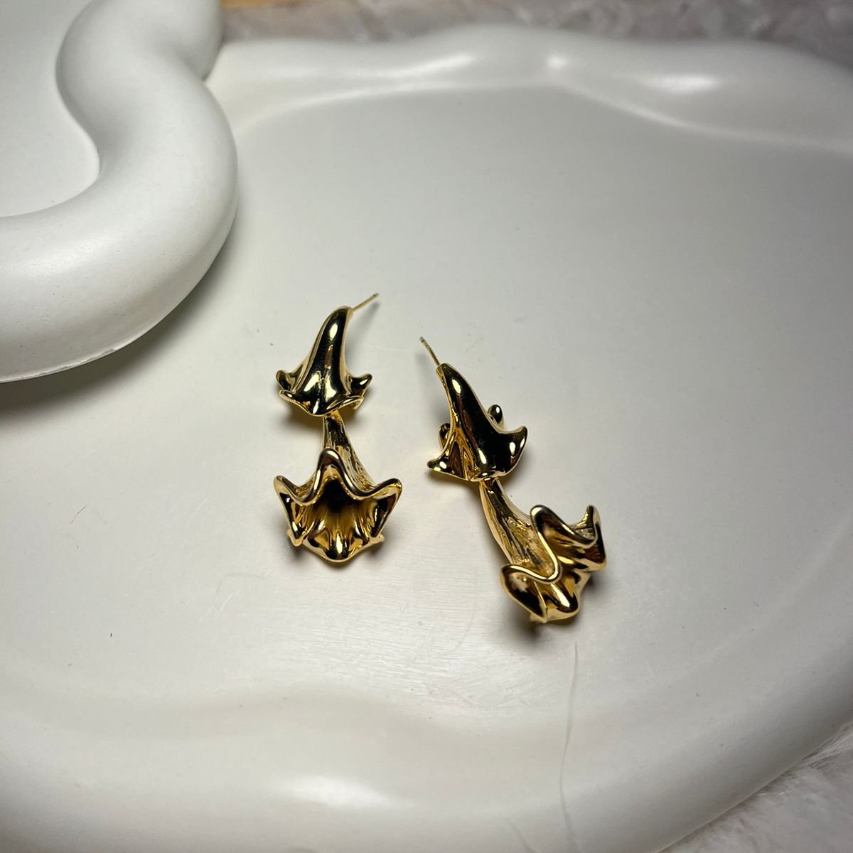 Long Trendy Gold Plated Earrings