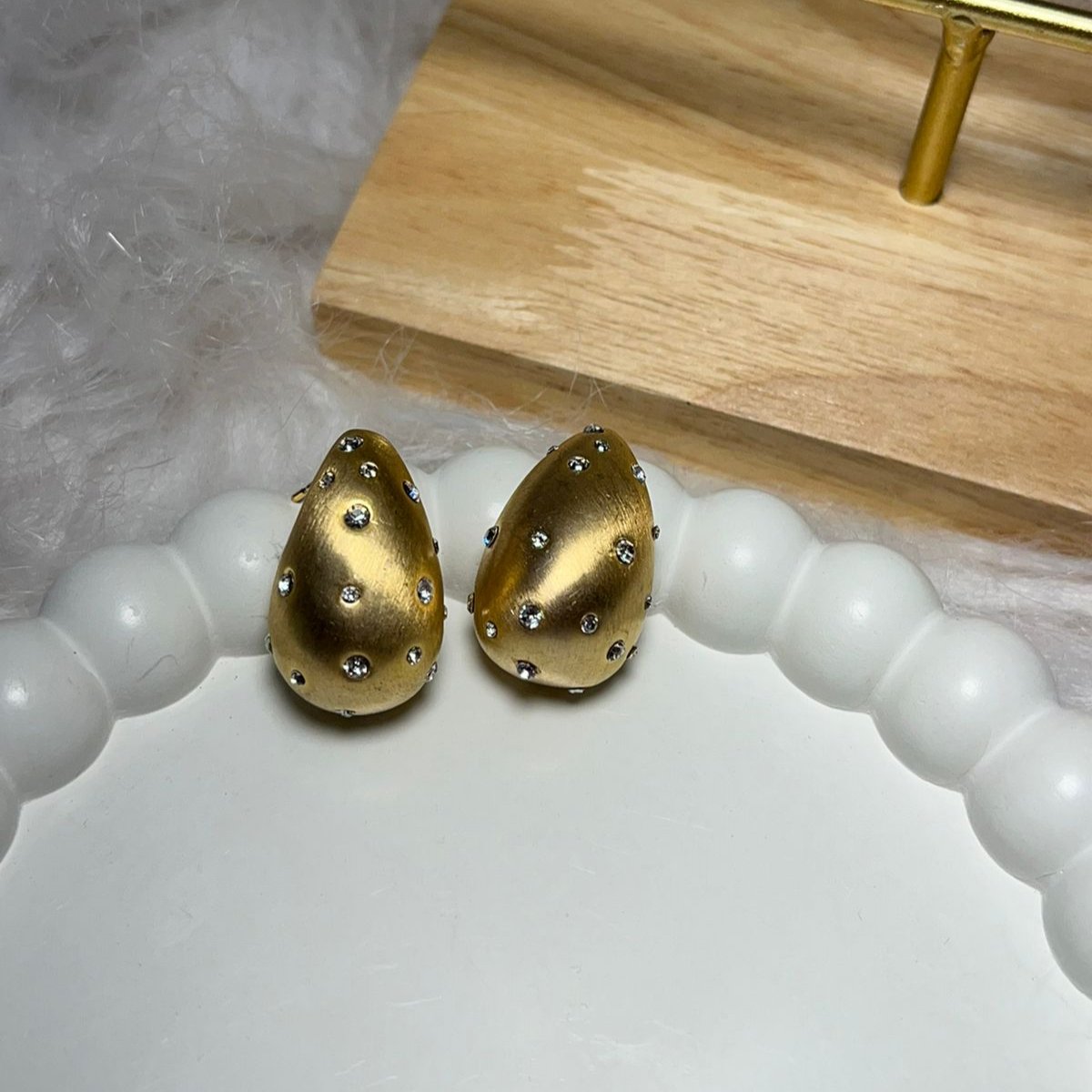 Gold Water Drop Studs