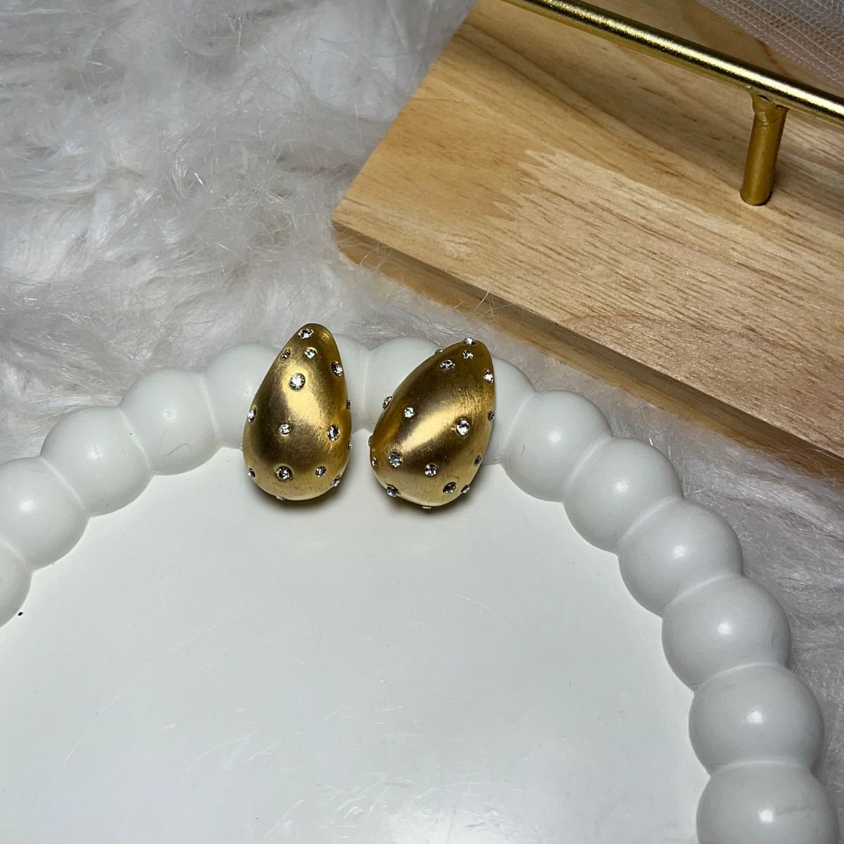 Gold Water Drop Studs