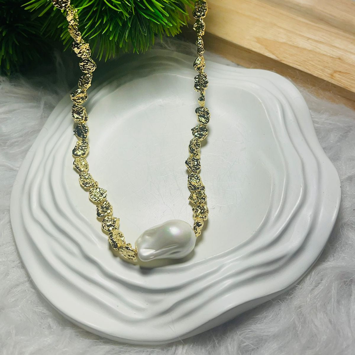 Gold Plated Natural Stones Necklace