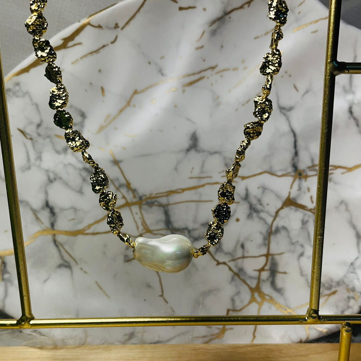 Gold Plated Natural Stones Necklace