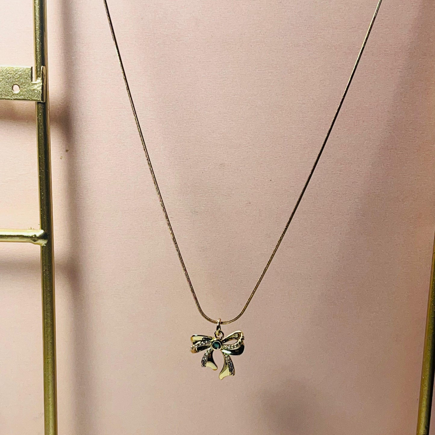 Pink Bow Necklace