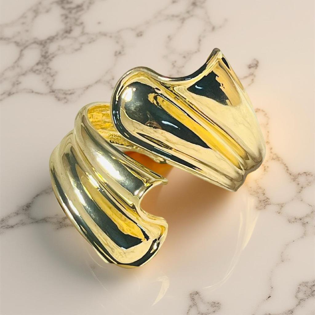 Bold Sculputural Gold Cuff Bracelet