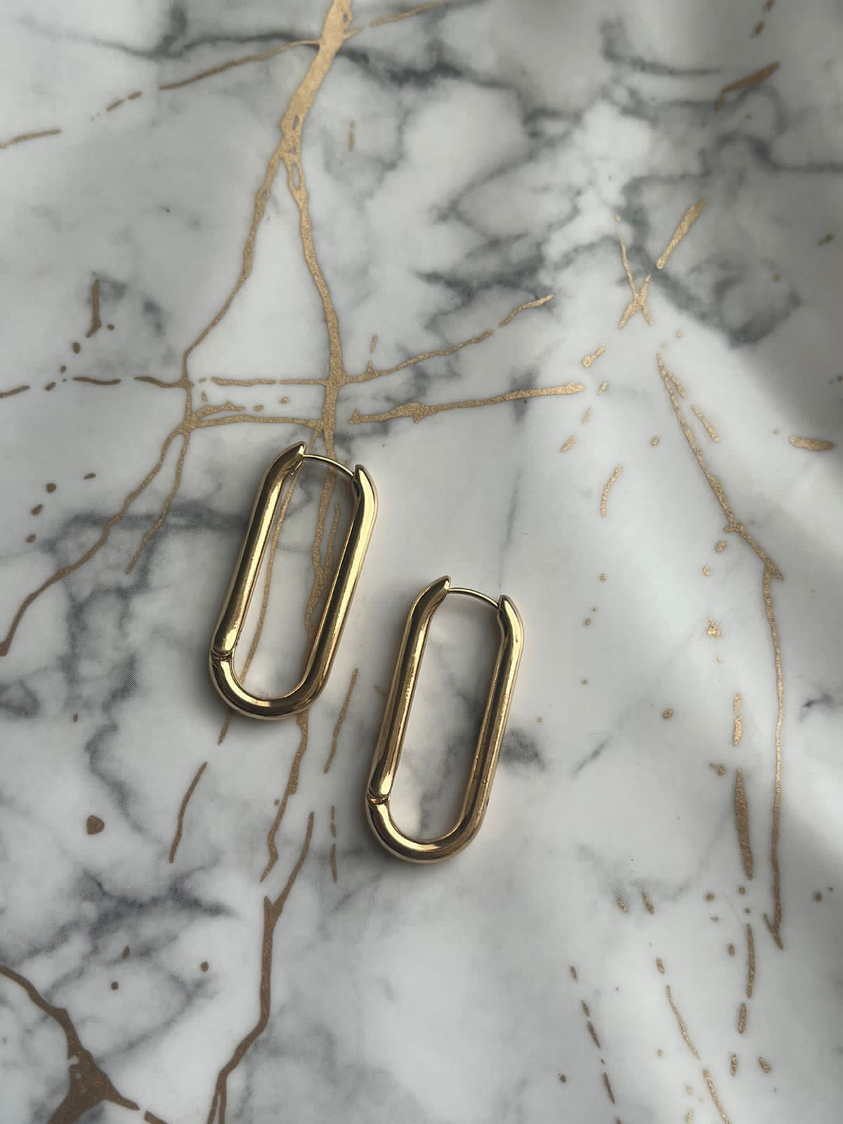 Oval Plated Hoop Earrings