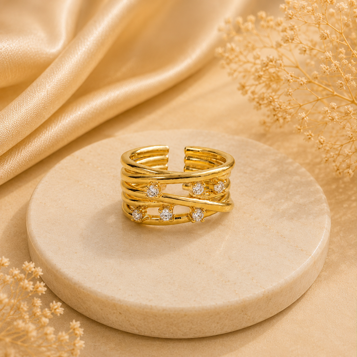 Golden Nature Grace CZ Ring For Women