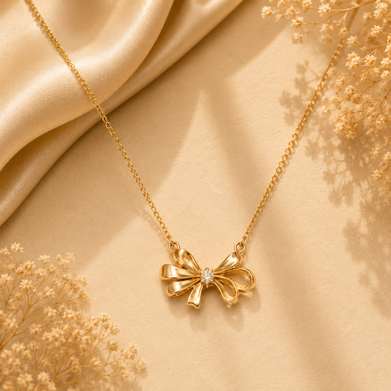 Gold Aqua Crystal Pendant Necklace For Women