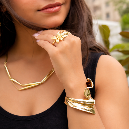 Golden Finish Bangle Bracelet For Women