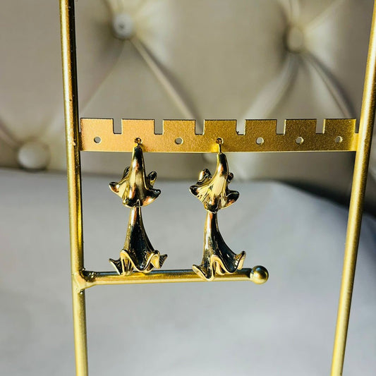 Long Trendy Gold Plated Earrings