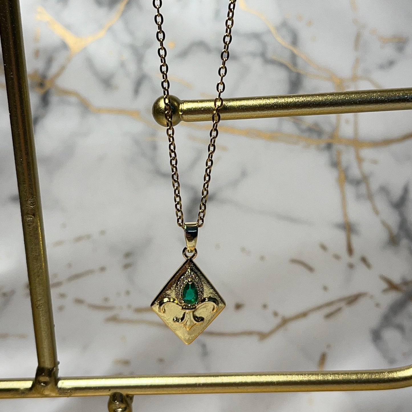 Gold Square Shape Necklace