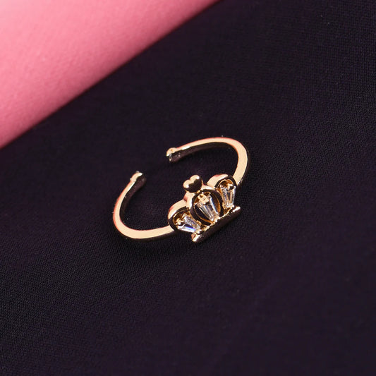 Golden Crown CZ Ring For Women