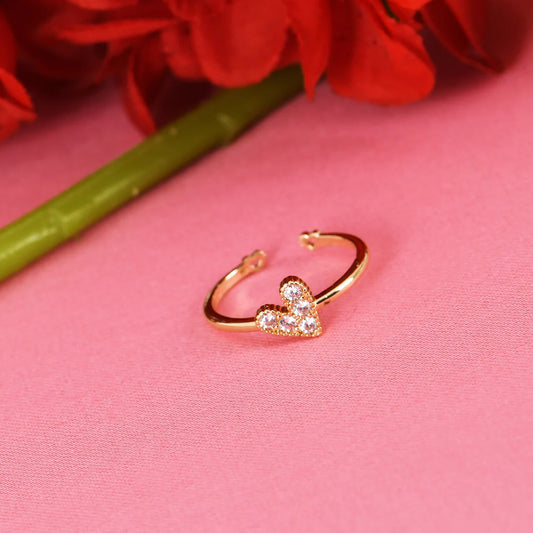 Golden Heart CZ Gold Ring For Women