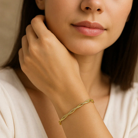 Golden Twisted Rope Stylish Bracelet For Women